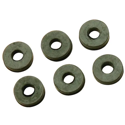 Faucet Washer, 3/8L, 11/16 in Dia, Rubber, For: Sink and Faucets - pack of 6