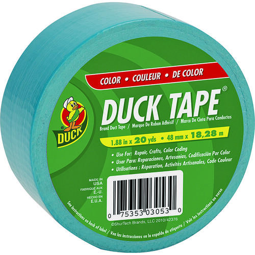 Duct Tape, 20 yd L, 1.88 in W, Vinyl Backing, Aqua