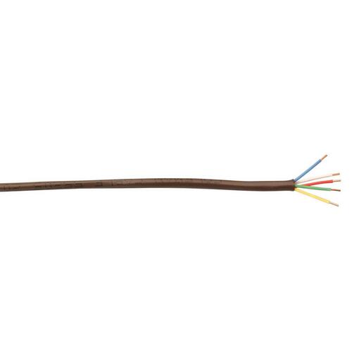 Thermostat Wire, 20 AWG Wire, 5 -Conductor, Copper Conductor, Polypropylene Insulation, PVC Sheath Brown