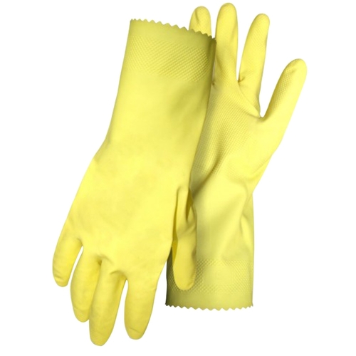 Gloves, M, 12 in L, Latex, Yellow