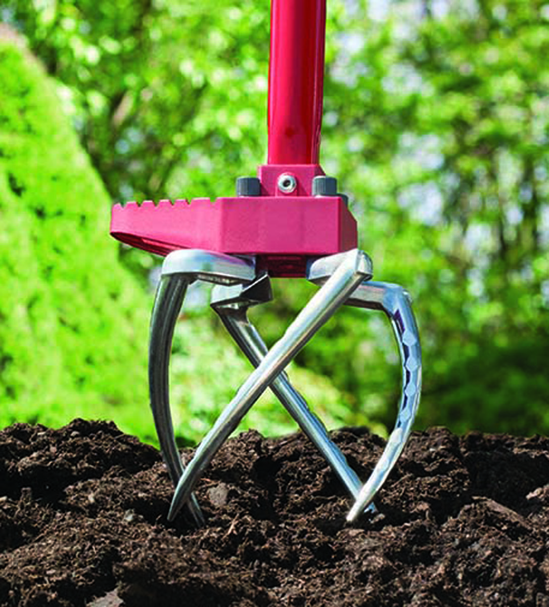 Garden Weasel 91334 Hand Cultivator Claw Pro 4 Tine Steel 45" Steel Handle Red