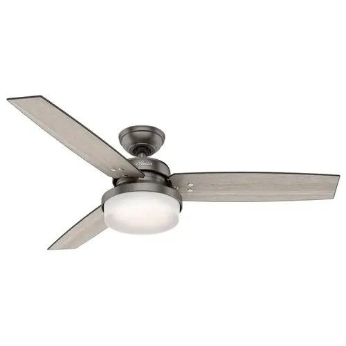 Sentinel Series Ceiling Fan, 3-Blade, Gray Walnut/Light Gray Oak Blade, 52 in Sweep, MDF Blade, 3-Speed Brushed Slate