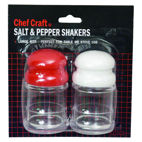 Salt and Pepper Shaker, Plastic, Clear/Red/White