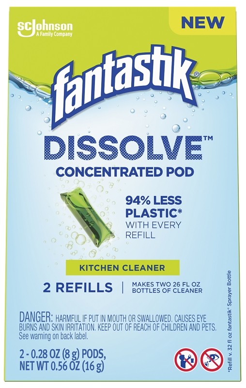 FANTASTIK 00049 Dissolve Kitchen Cleaner Refill, 0.28 oz, Dissolve Pod, Marine, Ozone, Green Yellow