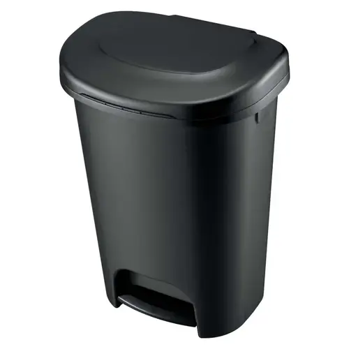 Wastebasket 13 gal Black Resin Classic Step-On Black