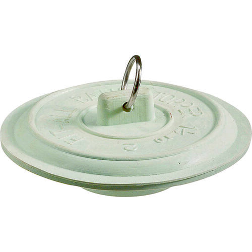 Plumb Pak PP820-4 Tub Stopper with Ring, Rubber, White, For: Laundry and Bathtubs with 1-1/2 to 2 in Drain