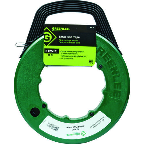 Greenlee FTS438-125BP MagnumPRO Series Fish Tape, 1/8 in Tape, 125 ft L Tape, Steel Tape Black/Green