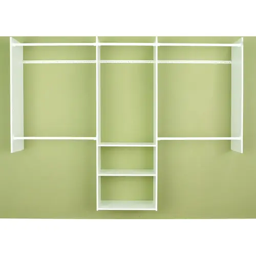 Easy Track RB1460 Deluxe Starter Closet, 48 to 96 in W, 84 in H, 3-Shelf White