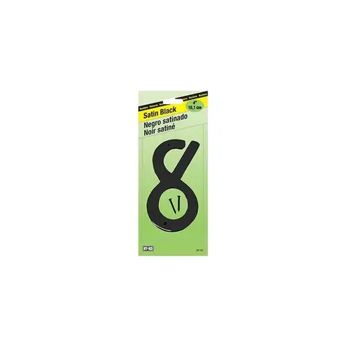 30800 Series Reflective Sign, Character: 8, 6 in H Character, Black/Silver Character, Plastic - pack of 5