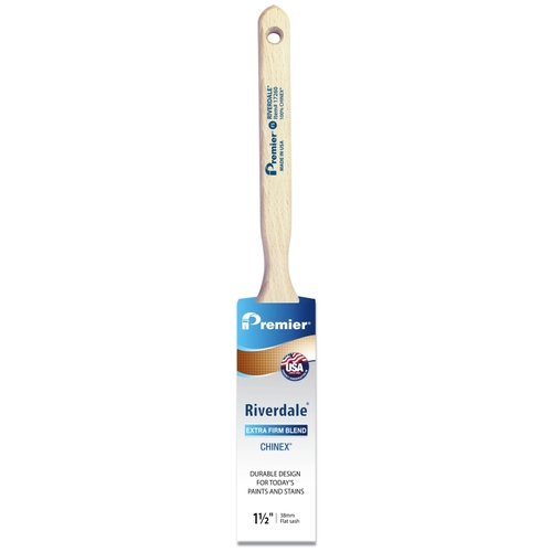 Premier 17260 Riverdale Paint Brush, 1-1/2 in W, Flat Sash Brush, 2-7/16 in L Bristle, Chinex Bristle