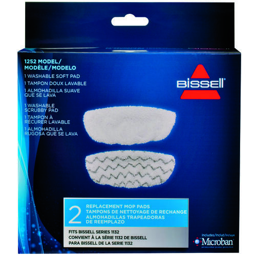 BISSELL 1252 Mop Pad Kit, 4 in L, 12 in W, Microfiber Cloth, Machine Washable: Yes - pack of 2