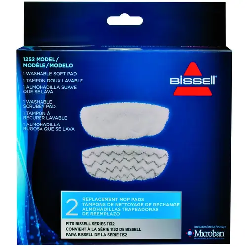 Mop Pad Kit, 4 in L, 12 in W, Microfiber Cloth, Machine Washable: Yes Pair