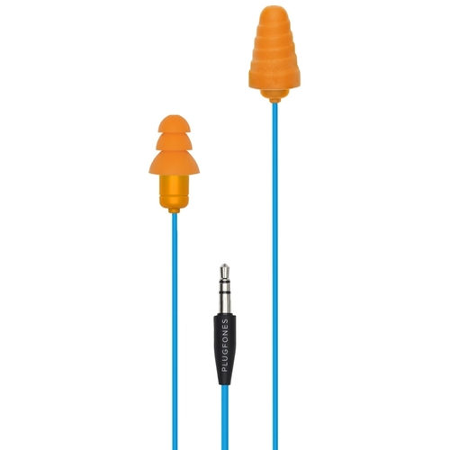 Plugfones PG-UO Guardian Earphones, 23/26 dB SPL, Light Blue/Orange
