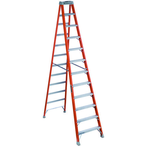 Louisville FS1512 Step Ladder, 193 in Max Reach H, 11-Step, 300 lb, Type IA Duty Rating, 3 in D Step, Fiberglass