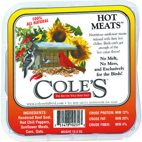 Cole's HMSU-XCP12 Hot Meats Suet Cake, 11.75 oz - pack of 12