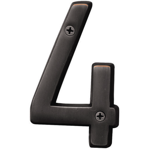 Prestige Series House Number, Character: 4, 4 in H Character, Bronze Character, Solid Brass - pack of 3