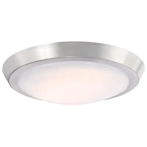 Flush Mount Ceiling Fixture, LED Lamp, 1100 Lumens Lumens, 3000 K Color Temp, Brushed Nickel Fixture