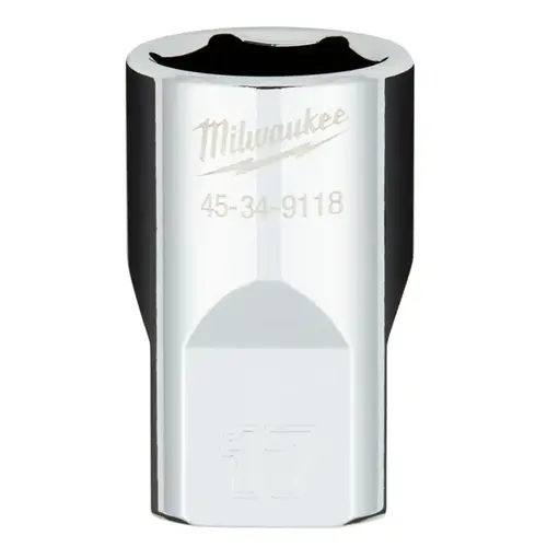 Socket, 17 mm Socket, 1/2 in Drive, 6-Point, Chrome Vanadium Steel, Chrome