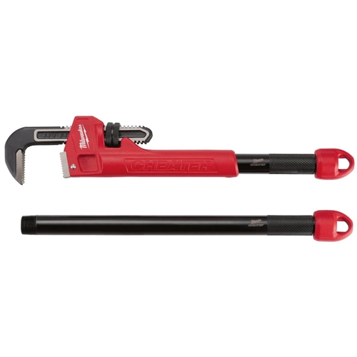 Adaptable Pipe Wrench, 2-1/2 in Jaw, 21.8 in L, Serrated Jaw, Steel, Ergonomic Handle