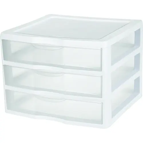 Wide Drawer Unit, 3-Drawer, Plastic, 14-1/2 in OAW, 14-5/8 in OAH, 10-5/8 in OAD - pack of 3