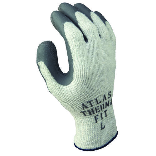 Atlas 451L-09.RT ThermaFit Ergonomic Work Gloves, Unisex, L, 9 in L, Knit Wrist Cuff, Rubber, Dark Gray