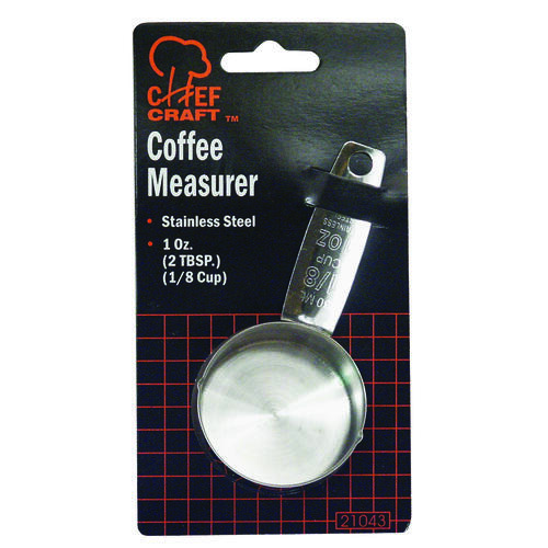 Coffee Measure, 1 oz Capacity, Metric Graduation, Stainless Steel, Silver