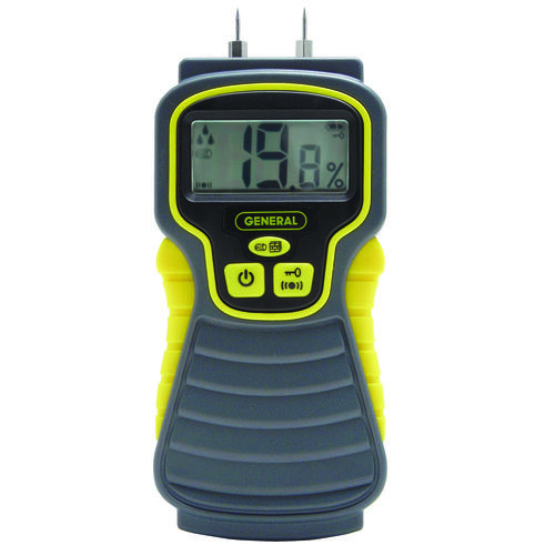 Moisture Meter, 5 to 50% Wood, 1.5 to 33% Building Materials, 0.1 % Accuracy, LCD Display