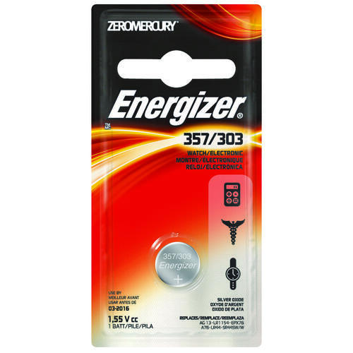 Energizer 357BPZ Coin Cell Battery, 1.5 V Battery, 150 mAh, 357 Battery, Silver Oxide