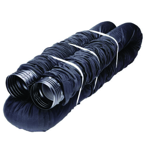 Drain Pipe Tubing with Socket, 4 in, PVC, Black, 25 ft L