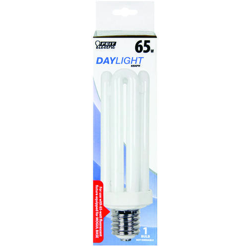 Feit Electric PLF65/65 Compact Fluorescent Bulb, 65 W, Tubular Lamp, Mogul E39 Lamp Base, 4550 Lumens, 6500 K Color Temp