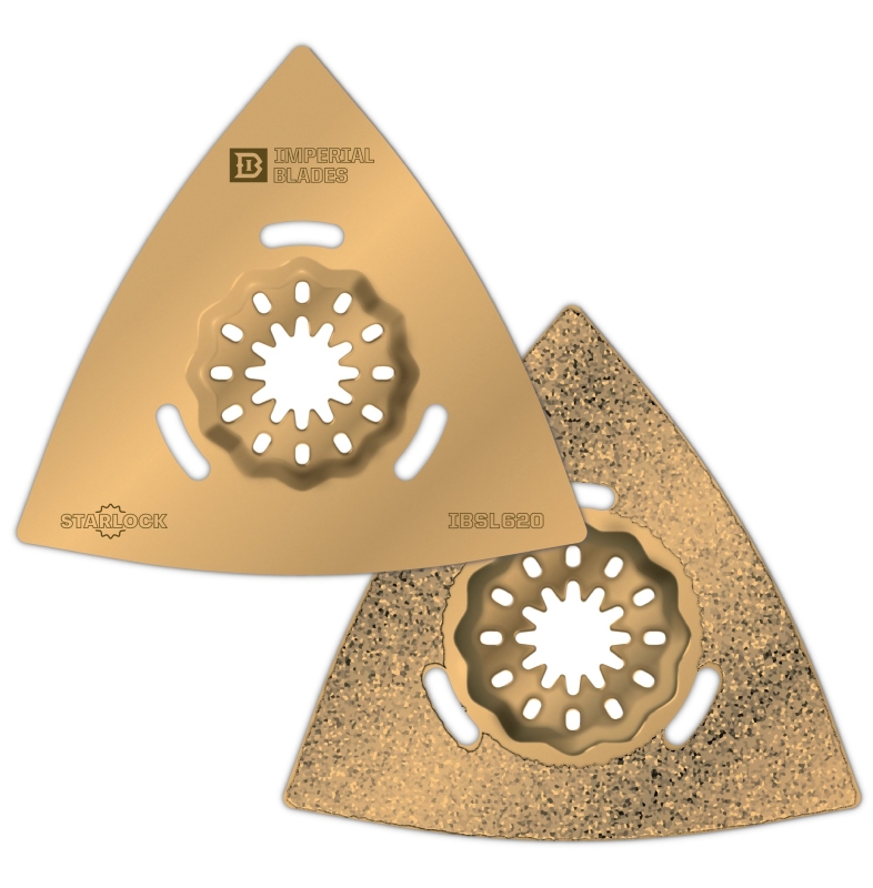 Imperial Blades IBSL620-1 Oscillating Saw Blade Starlock 3-1/8" L Carbide Grit Triangular Gold