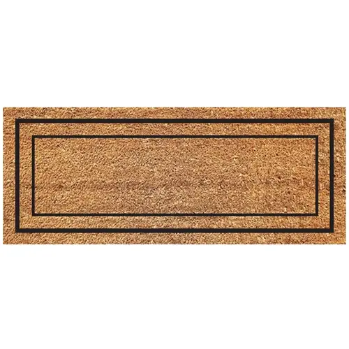 Natural CoCo Classical Border Door Mat, 60 in L, 24 in W, Rectangular, Natural Pattern, Tan