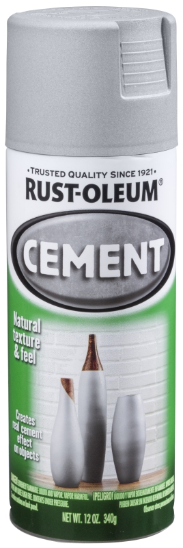 Rust-Oleum 323384 Cement Spray Paint, Flat, Matte, Gray, 12 oz, Can