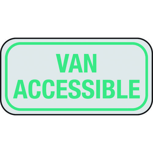 Parking Sign, Rectangular, VAN ACCESSIBLE, Gray Legend, White Background, Aluminum