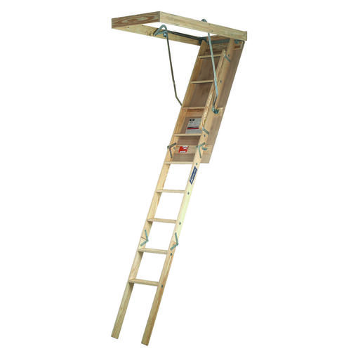 Premium Series Attic Ladder, 8 ft 9 in to 10 ft H Ceiling, 22-1/2 x 54 in Ceiling Opening, 11-Step
