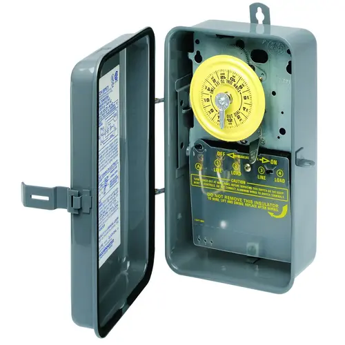 Intermatic T101R Mechanical Timer Switch, 40 A, 120 V, 3 W, 24 hr Time Setting, 12 On/Off Cycles Per Day Cycle Gray