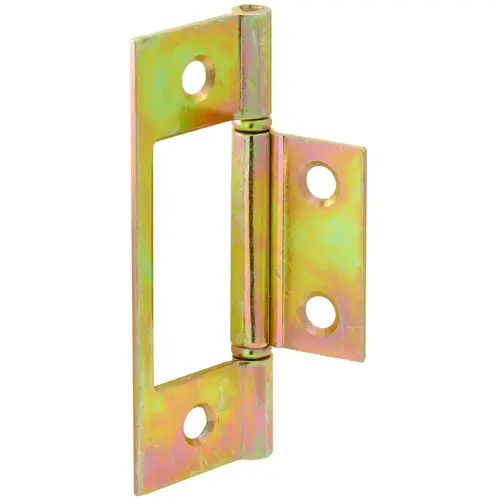 Door Hinge, 1 in W Frame Leaf, 3 in H Frame Leaf, Steel, Brass Pair