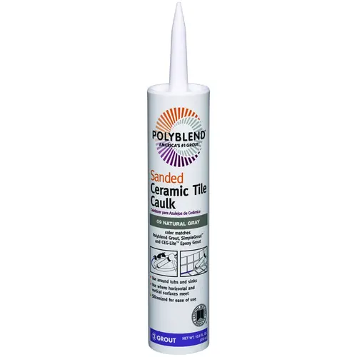 CUSTOM BUILDING PRODUCTS, INC. PC0910S-6 Polyblend Ceramic Tile Caulk, Natural Gray, 10.5 oz Cartridge