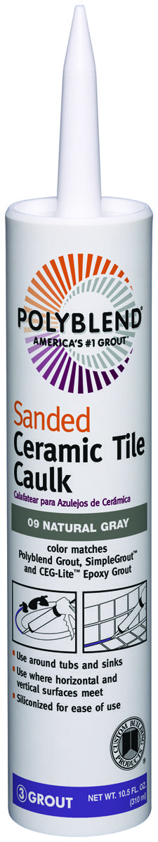 CUSTOM BUILDING PRODUCTS, INC. PC0910S-6 Polyblend Ceramic Tile Caulk, Natural Gray, 10.5 oz Cartridge