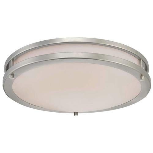 00 Flush Mount Ceiling Fixture, 120 V, 23 W, LED Lamp, 1610 Lumens, 3000 K Color Temp, Steel Fixture Brushed Nickel