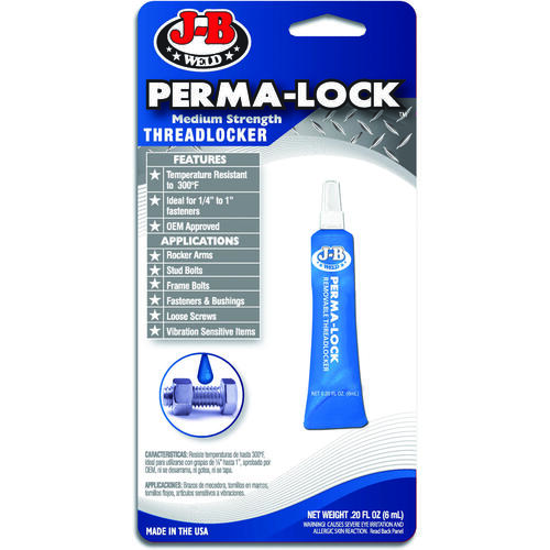 J-B Weld 24206 Perma-Lock Threadlocker, Liquid, Mild Organic, Blue, 6 mL