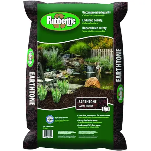 Earthtone Rubber Mulch, Shredded, Dark Brown/Earthtone, 0.8 cu-ft Bag