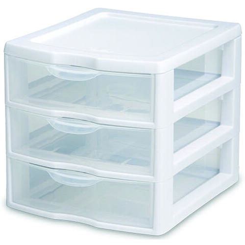 Sterilite 20738006-XCP6 Drawer Organizer 6.875" H X 7.25" W X 8.5" D Stackable Clear/White - pack of 6