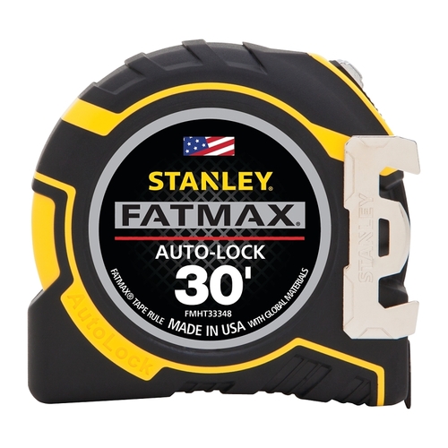 Stanley FMHT33348 FMHT33348 Measuring Tape, 30 ft L Blade, 1-1/4 in W Blade, Steel Blade, ABS Case, Black/Yellow Case