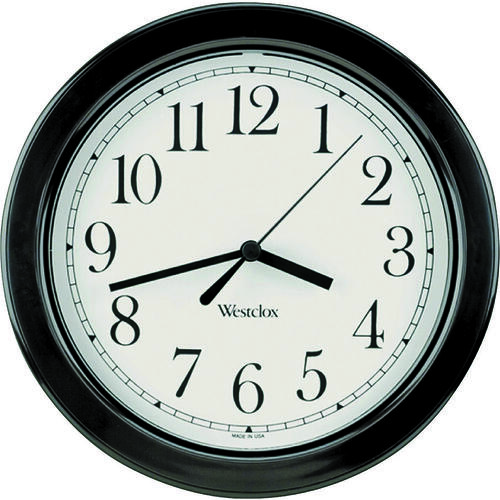 Westclox 46991A Clock, Round, Black Frame, Plastic Clock Face, Analog