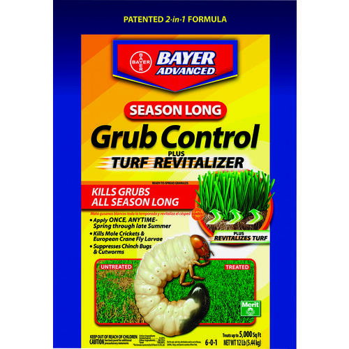 BioAdvanced 700710M Grub Control Plus Turf Revitalizer, Granular, Spreader Application, Outdoor, 12 lb Bag