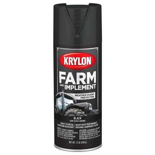 Farm and Implement Paint, Low-Gloss, Black, 12 oz