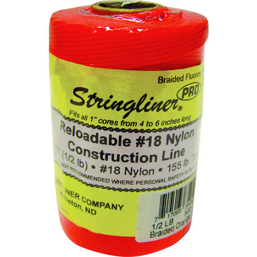 Stringliner 35459 Pro Series Construction Line, #18 Dia, 500 ft L, 165 lb Working Load, Nylon, Fluorescent Orange