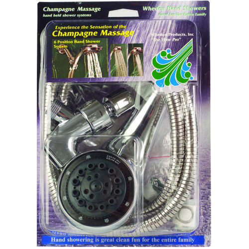 Champagne Massage Hand Shower, 2.5 gpm, 7-Spray Function, Chrome, 80 in L Hose