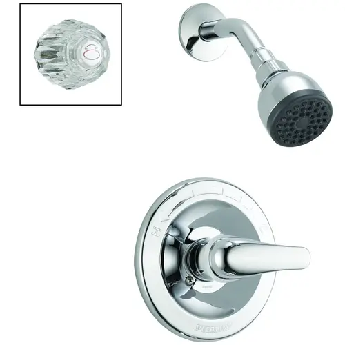 Shower Faucet, 1.75 gpm, Brass, Chrome Plated, Lever Handle, 1-Handle